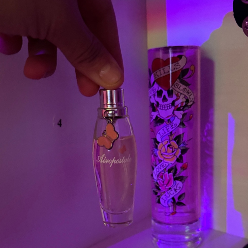 Vintage Aeropostale Pink Perfume with Butterfly Charm
